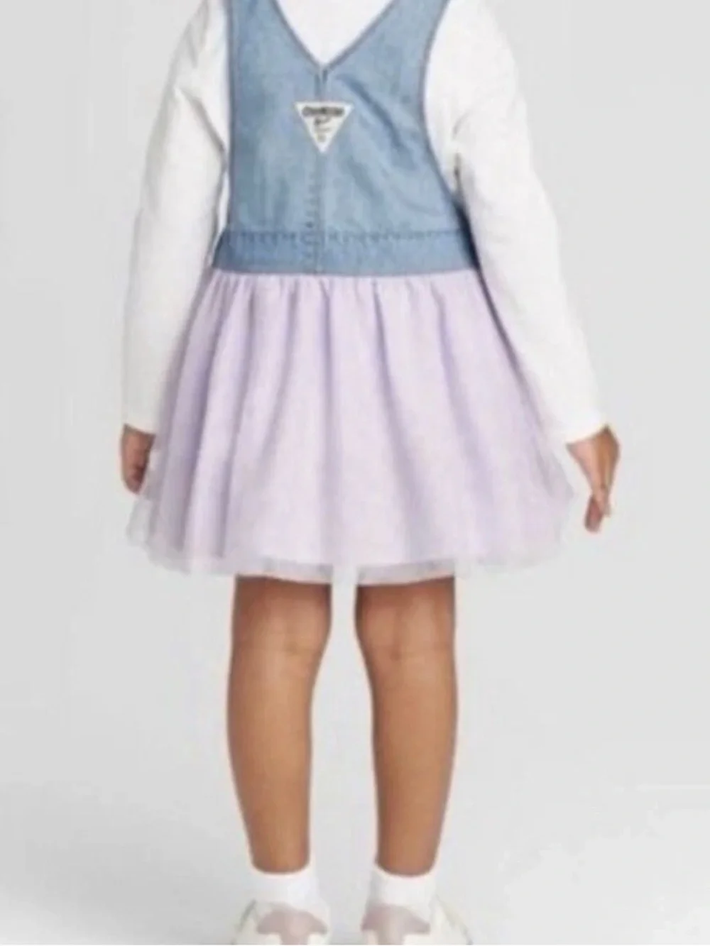 OshKosh Bgosh Girls 2T Unicorn Denim Overall Dress Lavender Tulle Birthday